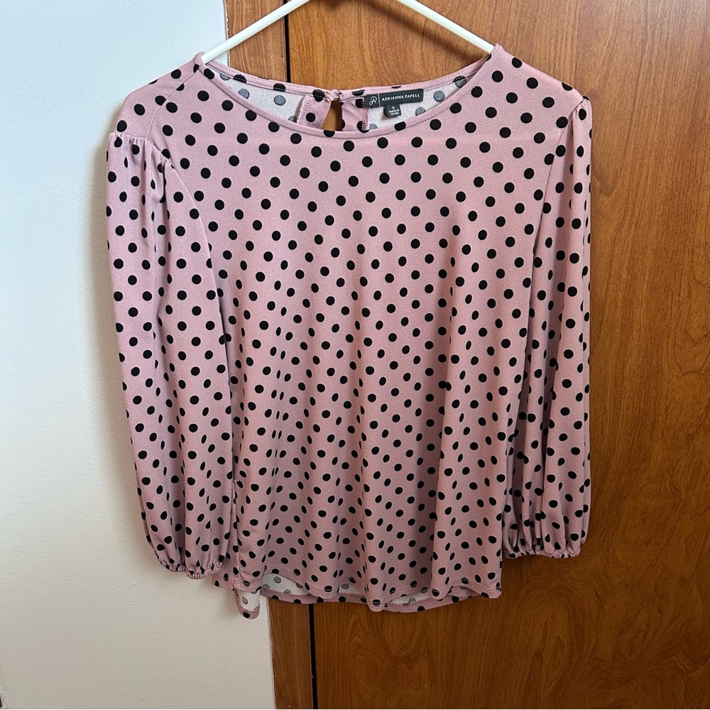 Pink and Black Polka Dot Blouse